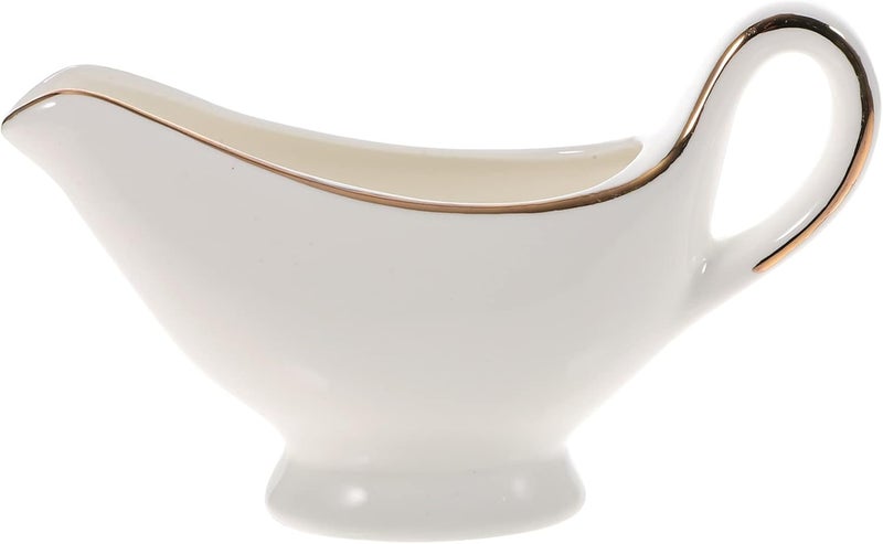 Gravy Bowl Ceramic Gravy Boat Sauce Jug: Gravy Bowl Sauce Dipping Bowl Porcelain Appetizer Dessert Plate for Salad Soy BBQ Sauce White Creamer Container - Image 1