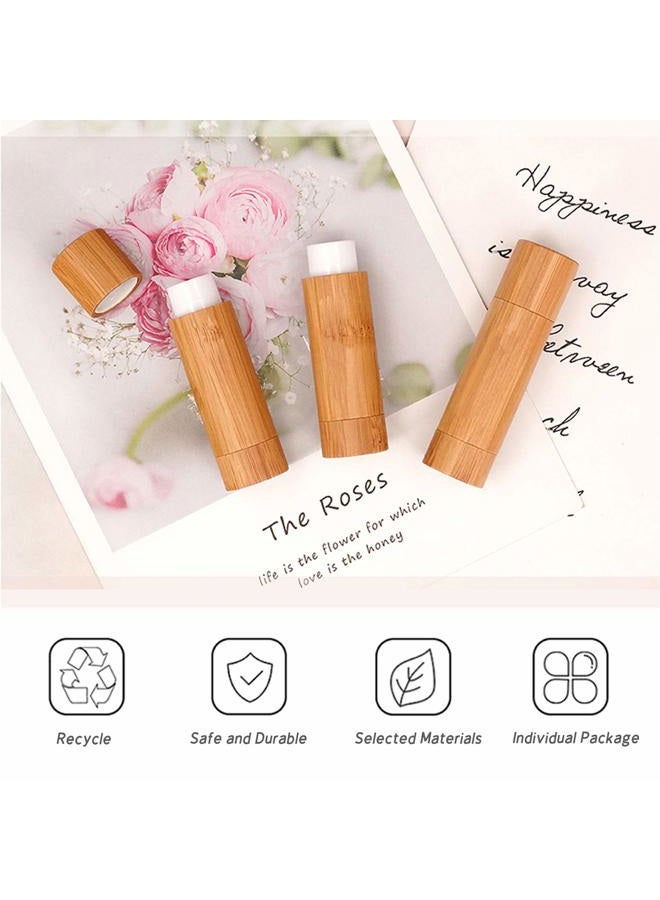 AUHOKY 12 قطعة أنابيب أحمر شفاه فارغة من الخيزران، 5.5 جرام أنابيب مرطبة قابلة لإعادة التعبئة مع داخل بلاستيك شفاف، حافظة أحمر شفاه لنساء وفتيات المكياج، - Image 3