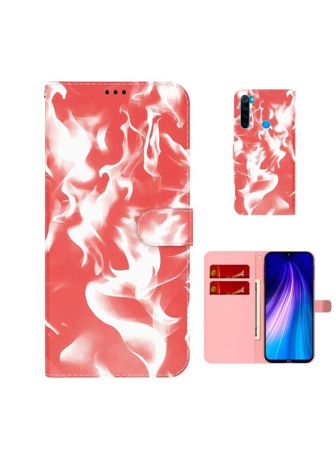HuHa Case Cover For Xiaomi Redmi Note 8 Cloud Fog Pattern Horizontal Flip Leather Case with Holder & Card Slot & Wallet Red 
