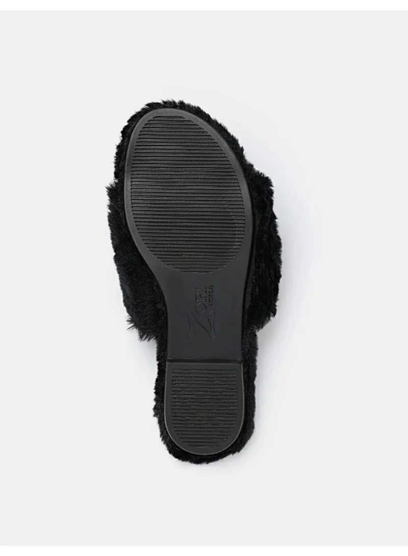 ZORIWORLD BUTTERLOVE BLACK Butterlove Chic Indoor Slipper Slides Soft Vegan Fur & Lightweight Cushioned Sole with Love Design for Women | Best Price UAE