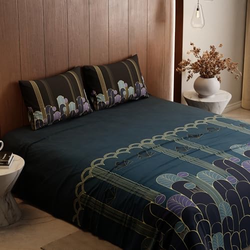 Stoa Paris King Size Bedsheet, Bedding Set with Cotton Pillow Covers, Cotton for Restful Sleep, Ideal Gift Items for Women, Home Makeover, Lumiere Collection - Midnight Blue - Image 5
