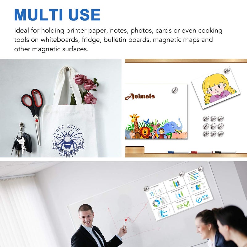LOVIMAG 30 PCS Metal Magnetic Push Pin Magnets - Practical Fridge, Whiteboard, Office & Map Magnets - Image 4