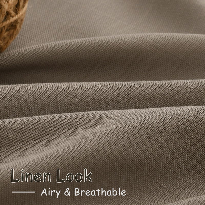 Nanspring Dark Taupe Semi Sheer Curtains 84 Inches Long 2 Panel Set Pocket Back Tab Linen Light Filtering Room Decor Curtain Drapes for Living Room 52x84 - Image 4