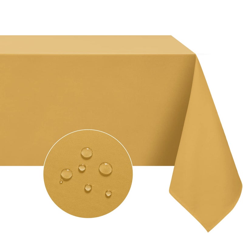 Softalker Rectangle Tablecloth  Waterproof & Stain Resistant Table Cloths Wrinkle Free Fabric Washable 210GSM Polyester Table Cover for Dining/Party/Outdoor - 60 x 102 inch Gold - Image 1