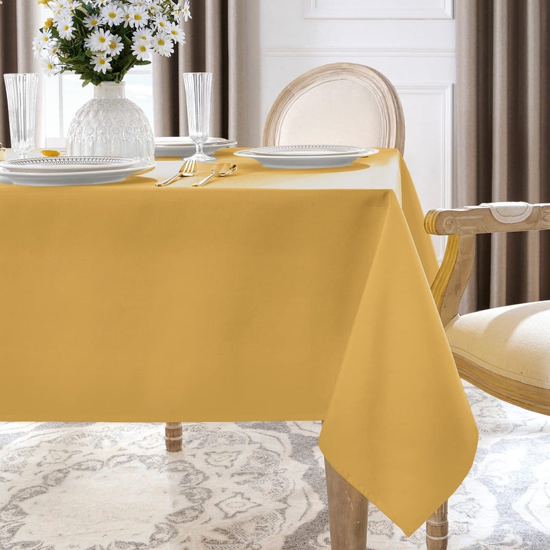 Softalker Rectangle Tablecloth  Waterproof & Stain Resistant Table Cloths Wrinkle Free Fabric Washable 210GSM Polyester Table Cover for Dining/Party/Outdoor - 60 x 102 inch Gold - Image 3