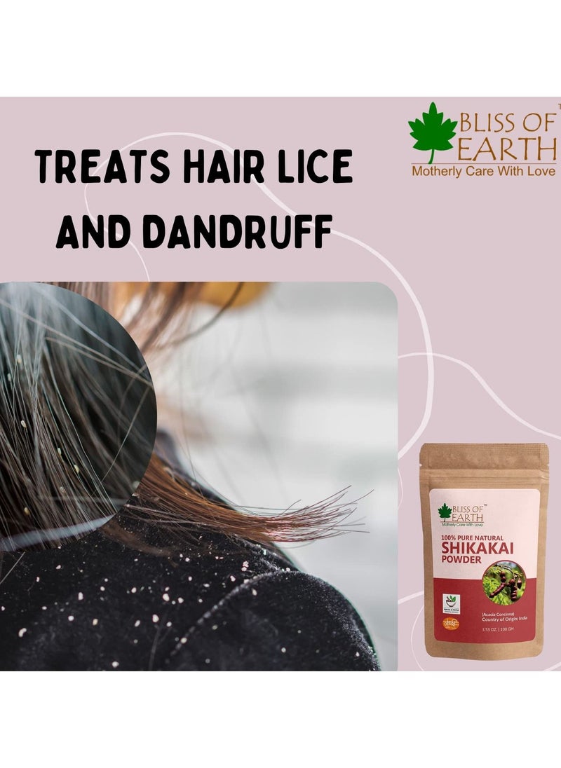 BLISS OF EARTH Bliss of Earth 100% Pure & Natural Shikakai Powder 100GM Acacia Concina Gorgeous hair Naturally Traditional Hair Cleanser & Conditioner Complete Hair Care  - Image 5