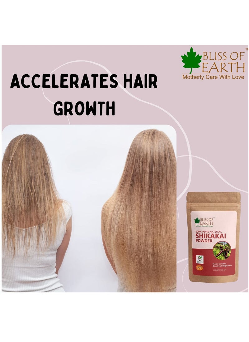 BLISS OF EARTH Bliss of Earth 100% Pure & Natural Shikakai Powder 100GM Acacia Concina Gorgeous hair Naturally Traditional Hair Cleanser & Conditioner Complete Hair Care  - Image 3