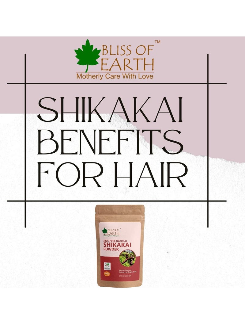 BLISS OF EARTH Bliss of Earth 100% Pure & Natural Shikakai Powder 100GM Acacia Concina Gorgeous hair Naturally Traditional Hair Cleanser & Conditioner Complete Hair Care  - Image 2
