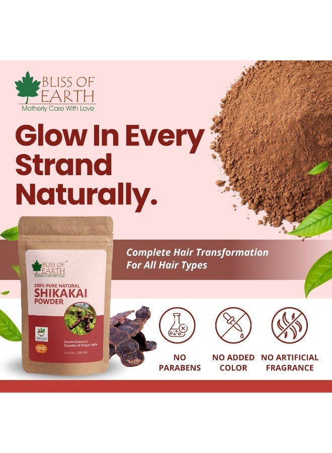 Bliss of Earth Shikakai Powder, Natural Hair Cleanser & Conditioner, 100g - Image 4