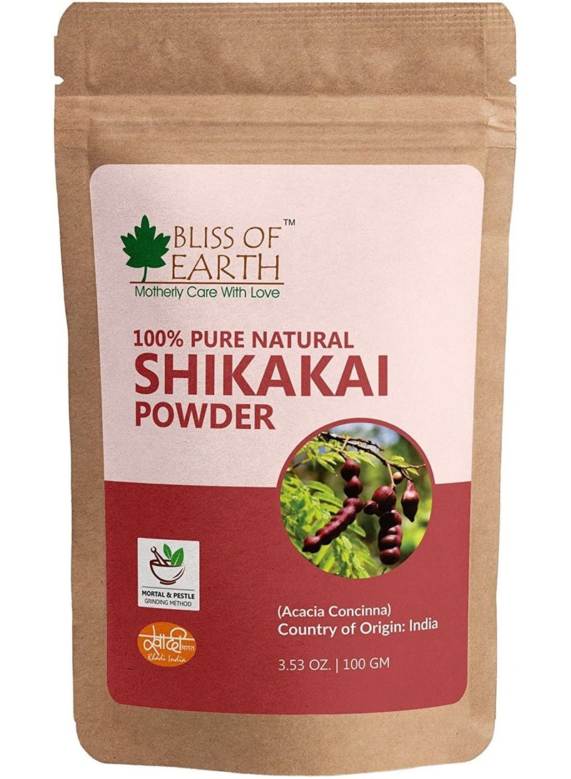 Bliss of Earth Shikakai Powder, Natural Hair Cleanser & Conditioner, 100g - Image 1