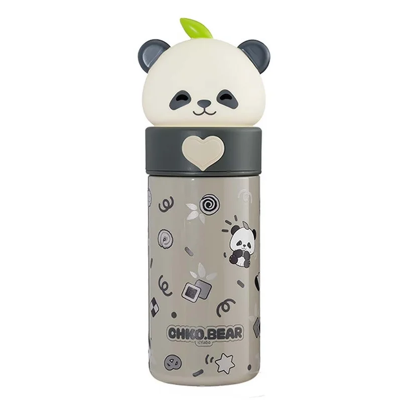 LITTLE SURPRISE BOX Little Surprise Box, Grey Panda Head Stainless Steel Thermos Water Bottle, 350ml
