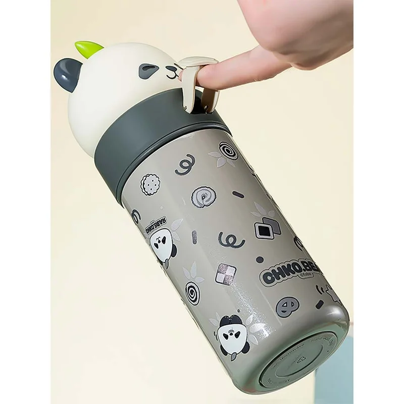LITTLE SURPRISE BOX Little Surprise Box, Grey Panda Head Stainless Steel Thermos Water Bottle, 350ml