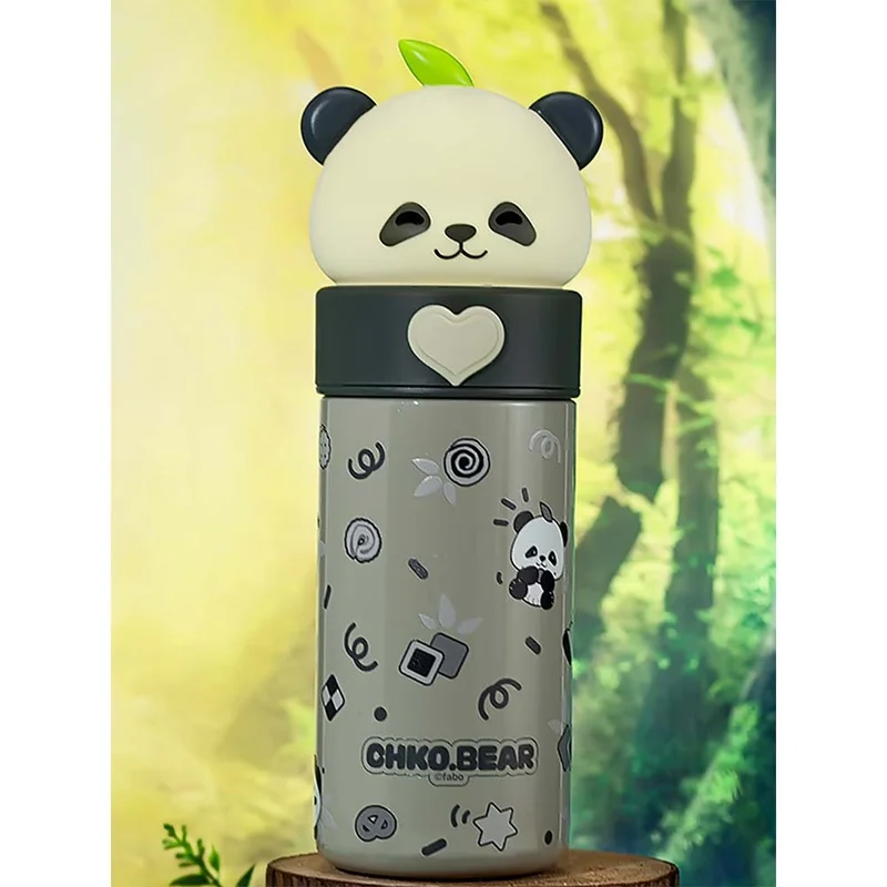 LITTLE SURPRISE BOX Little Surprise Box, Grey Panda Head Stainless Steel Thermos Water Bottle, 350ml