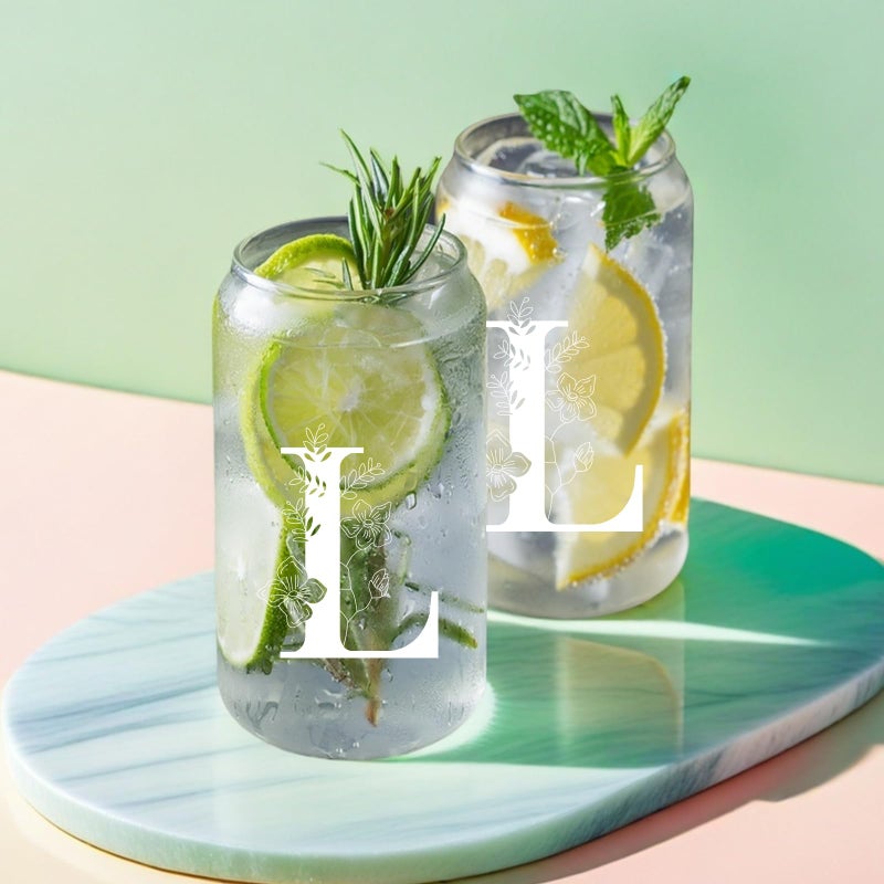 DHQH Unique Initial Glass Cup with Lids and Straws, Monogrammed Gifts Box Included Makeup Bag, Valentines Day Mothers Dayâ€…Birthday Gifts for Women Mom Sister Grandma, L - Image 5