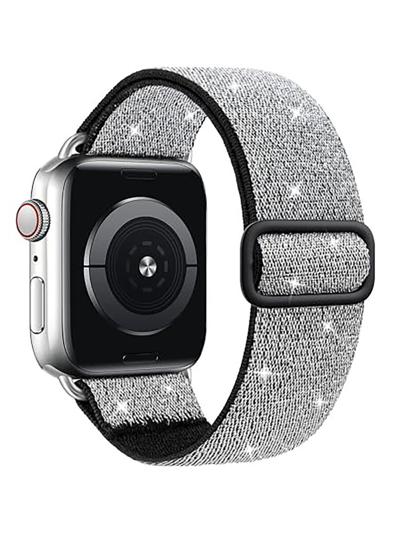 أشرطة مطاطية بحلقة منفردة من النايلون لساعة Apple مقاس 41 مم 40 مم 38 مم، حزام معصم مرن لسلسلة iwatch 9 8 7 6 5 4 3 2 1 SE 2 SE أسود فضي