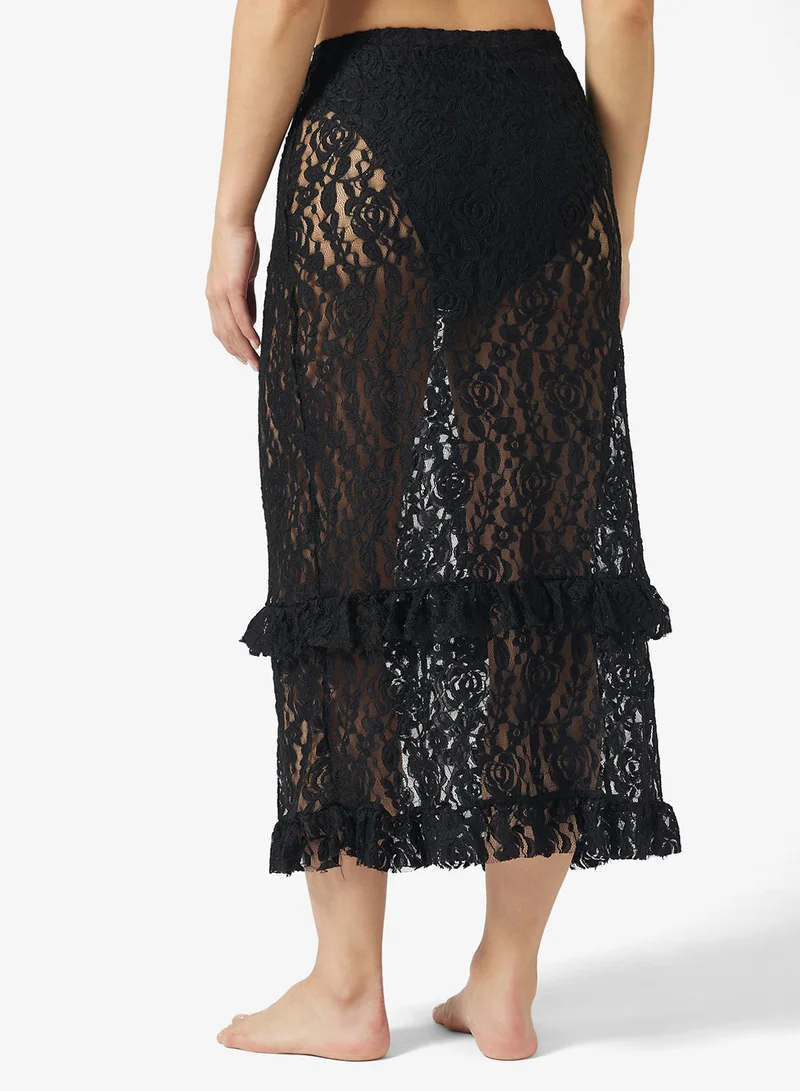 Ginger Sheer Lace Maxi Skirt