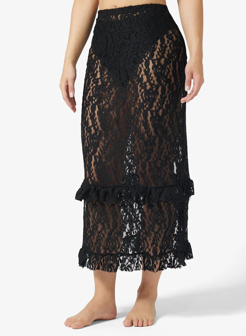 Ginger Sheer Lace Maxi Skirt