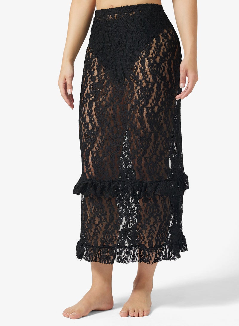 جينجر تنورة ماكسي دانتيل شفافة - Image 1