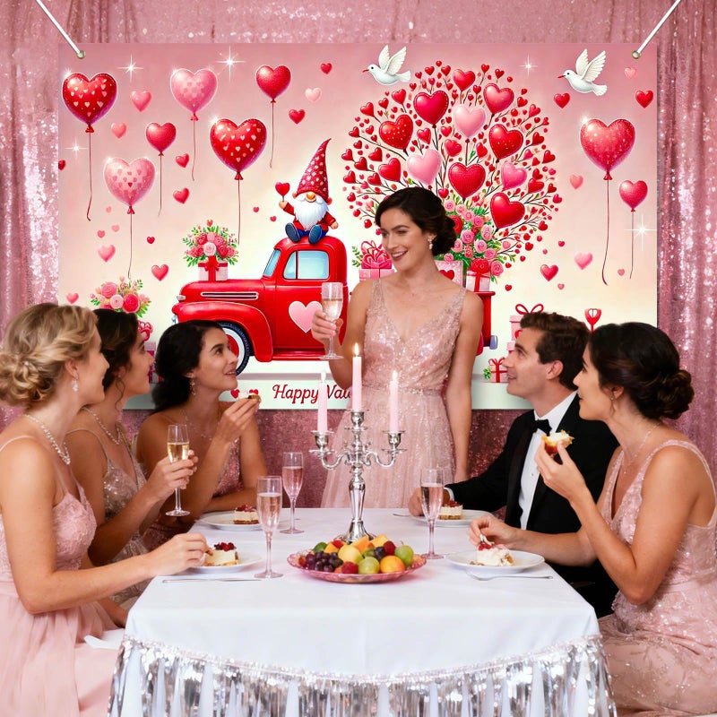 BlissYard Valentine's Day Banner 71 * 43inchs Truck Decoration Party Backdrop Love Heart Photo Shooting Background Decoration Anniversary Wedding Outdoor Valentine's Day Decoration Banner - Image 5