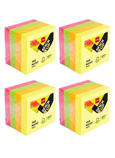 4-Pack Multi Colour Sticky Notes 2x2 Inch Size