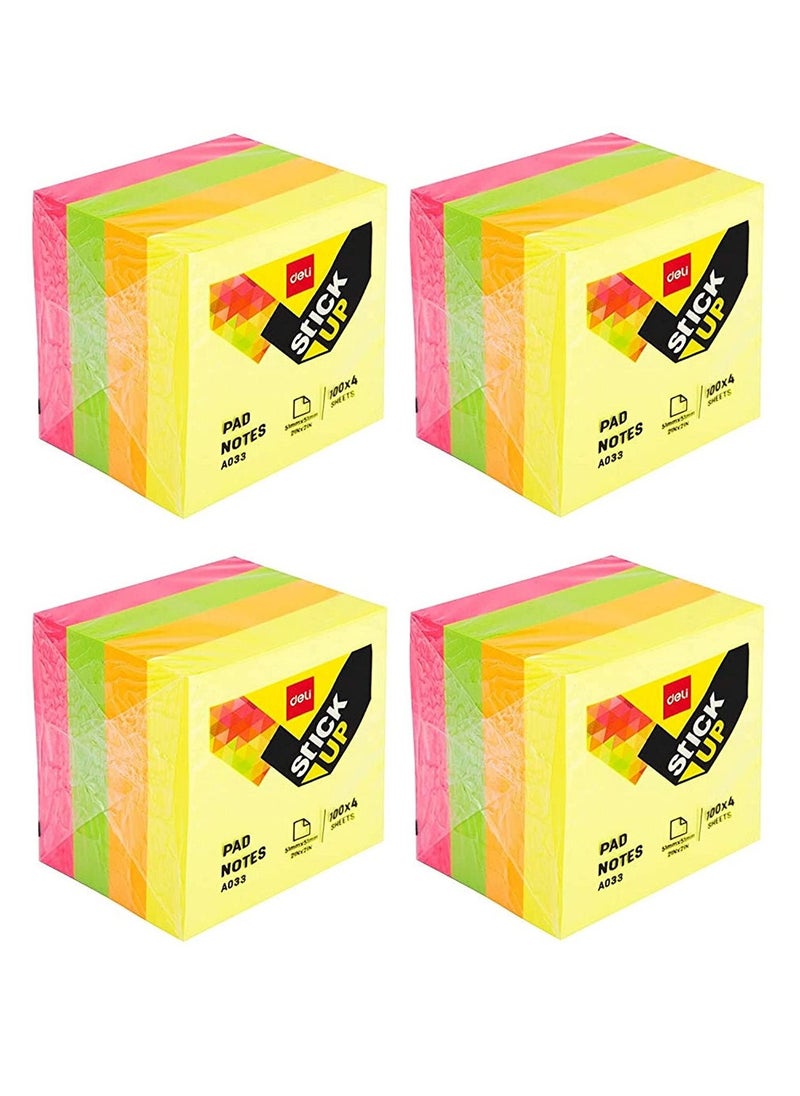Deli - 4-Pack Multi Colour Sticky Notes 2x2 Inch Size - Image 1