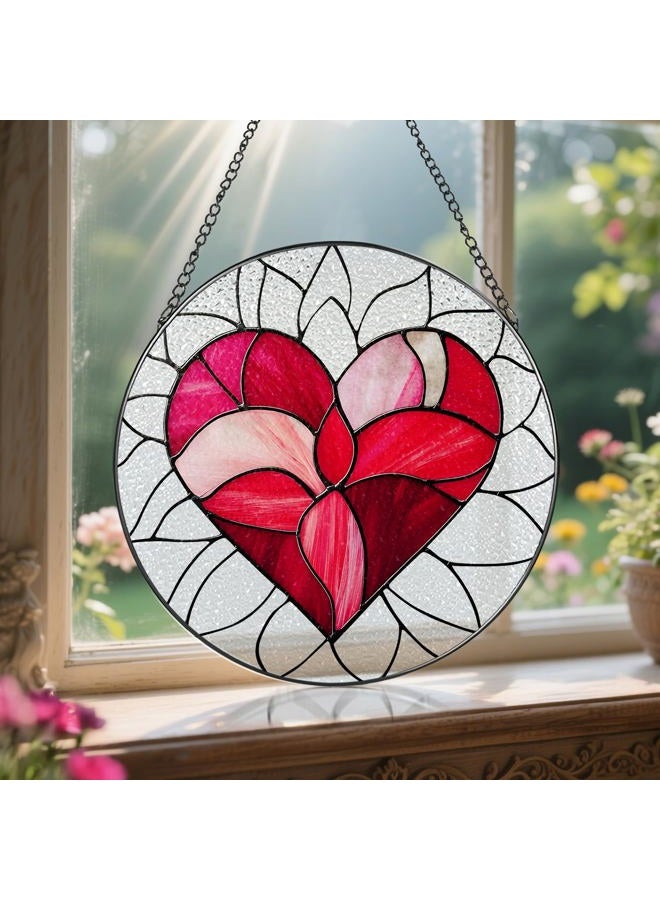 LAOWEIKI 8'' Valentine Heart Suncatcher Ornament, Stained Glass Window Hanging, Suncatchers for Windows Hanging Ornaments, Valentine's Romantic Decor | Valentine's Day Gift, Gifts for Girlfriend, Wife - Image 5