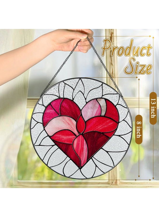 LAOWEIKI 8'' Valentine Heart Suncatcher Ornament, Stained Glass Window Hanging, Suncatchers for Windows Hanging Ornaments, Valentine's Romantic Decor | Valentine's Day Gift, Gifts for Girlfriend, Wife - Image 4