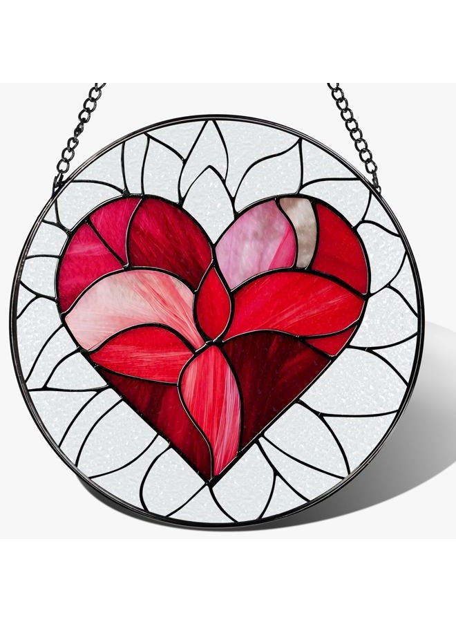 LAOWEIKI 8'' Valentine Heart Suncatcher Ornament, Stained Glass Window Hanging, Suncatchers for Windows Hanging Ornaments, Valentine's Romantic Decor | Valentine's Day Gift, Gifts for Girlfriend, Wife - Image 1