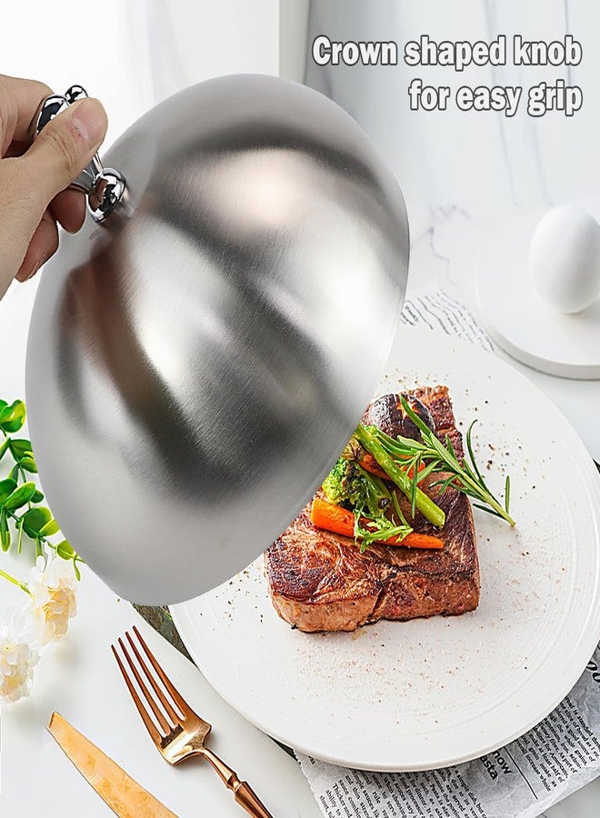 DOERDO DD Stainless Steel Food Dome Cover 9.5 Inch Cheese Melting Dome Cover Serving Plate Dish Dome for Dessert, Silver - Image 5