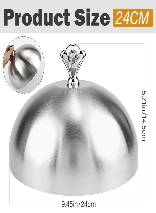 DOERDO DD Stainless Steel Food Dome Cover 9.5 Inch Cheese Melting Dome Cover Serving Plate Dish Dome for Dessert, Silver - Image 2