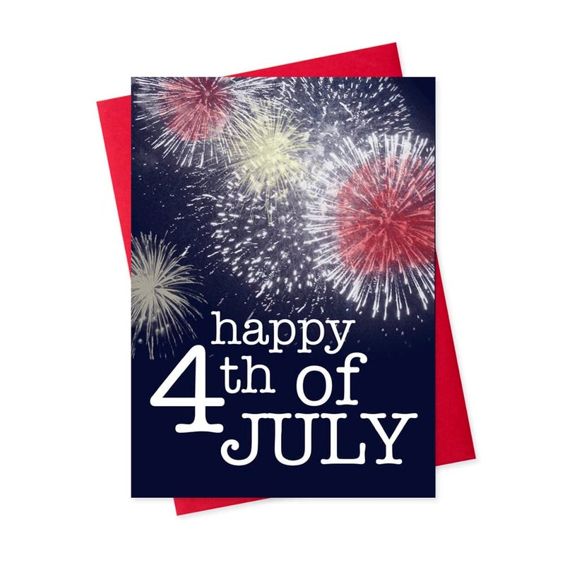 Independence Day Cards for Family Business Colorful Fireworks Happy 4th of July Bulk Greeting Card Set Pack of 25 with Red Envelopes 5x7 inch A7 Office Work Employees Clients JF1503