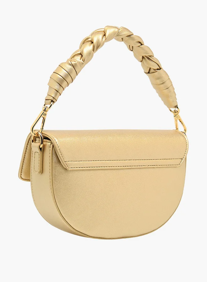 Flora Bella By Shoexpress Solid Crossbody Bag with Detachable Strap and Flap Closure