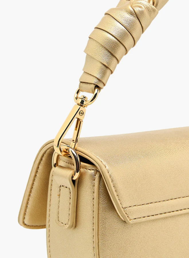 Flora Bella By Shoexpress Solid Crossbody Bag with Detachable Strap and Flap Closure