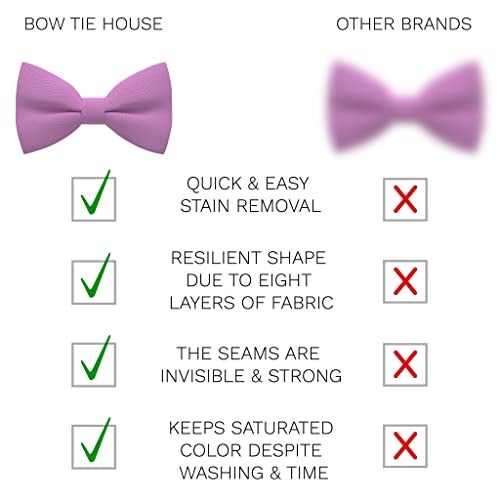 Bow Tie House Men's Classic Pre-Tied Bow Tie Formal Solid Tuxedo (Large, Lilac Chiffon) - Image 3