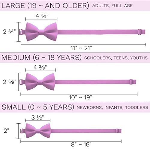Bow Tie House Men's Classic Pre-Tied Bow Tie Formal Solid Tuxedo (Large, Lilac Chiffon) - Image 4