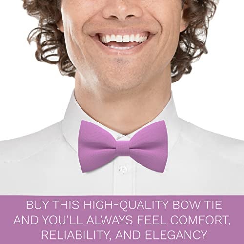 Bow Tie House Men's Classic Pre-Tied Bow Tie Formal Solid Tuxedo (Large, Lilac Chiffon) - Image 5