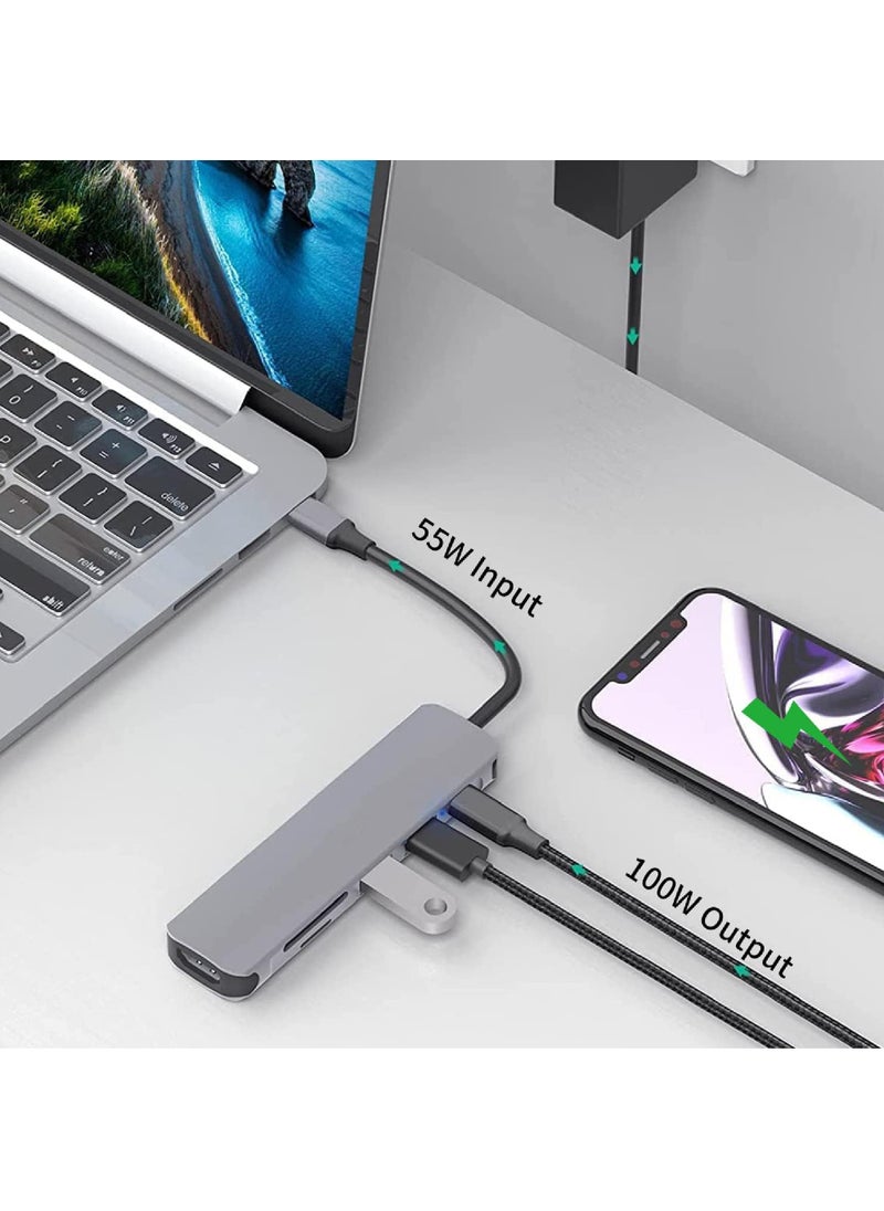Rock Pow USB C Hub HDMI dapter for MacBook Pro/Air Swith and Other Type C Devices USBC Digital AV Multiport (6 in 1 Dongle with Ports of Typec USB 3.0/4K HDMI/SD/TF Card Reader) Type-c Multi Docking  - Image 4