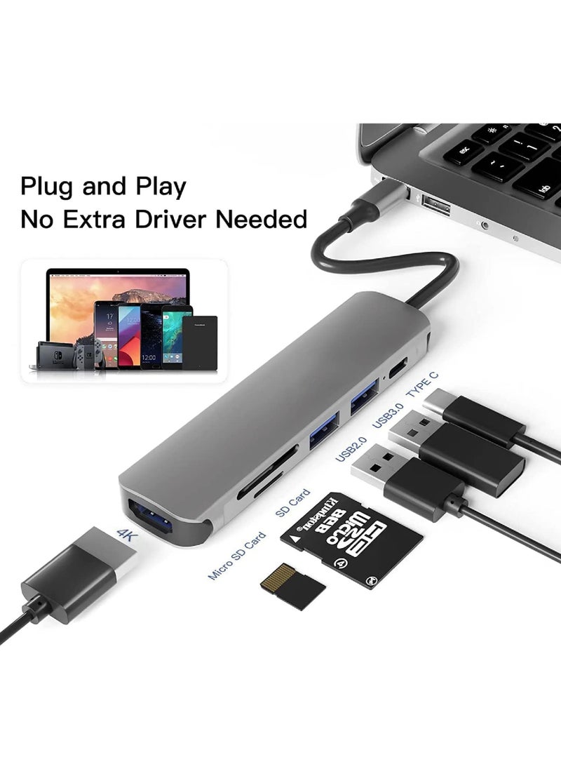 Rock Pow USB C Hub HDMI dapter for MacBook Pro/Air Swith and Other Type C Devices USBC Digital AV Multiport (6 in 1 Dongle with Ports of Typec USB 3.0/4K HDMI/SD/TF Card Reader) Type-c Multi Docking  - Image 5