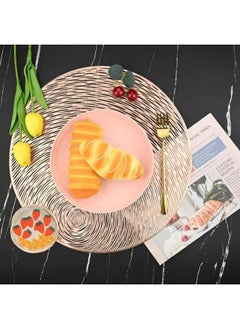 Royalkart Royalkart Round Dining Table Mat - Cutwork Design Placemats Set of 6 (Golden)  - Image 4