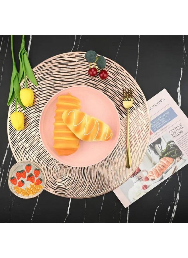 Royalkart - Royalkart Round Dining Table Mat - Cutwork Design Placemats Set of 6 (Golden) - Image 1
