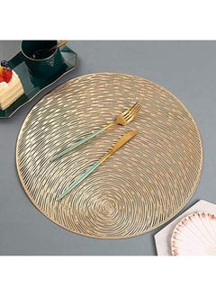 Royalkart Royalkart Round Dining Table Mat - Cutwork Design Placemats Set of 6 (Golden)  - Image 1