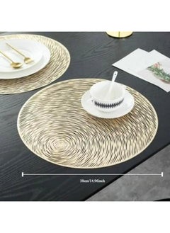 Royalkart Royalkart Round Dining Table Mat - Cutwork Design Placemats Set of 6 (Golden)  - Image 3
