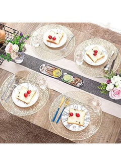 Royalkart Royalkart Round Dining Table Mat - Cutwork Design Placemats Set of 6 (Golden)  - Image 2