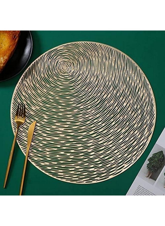 Royalkart - Royalkart Round Dining Table Mat - Cutwork Design Placemats Set of 6 (Golden) - Image 1