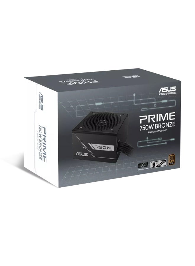 ASUS Prime 750W 80 PLUS Bronze Non-Modular ATX Power Supply, Dual Ball Bearing 135mm Fan, 62.5A Single +12V Rail, 6 SATA, 3 Molex, 3 PCIe, 2 CPU EPS, Heavy-Duty Protections, Black | 90YE00Y0-B0NA00 - Image 2