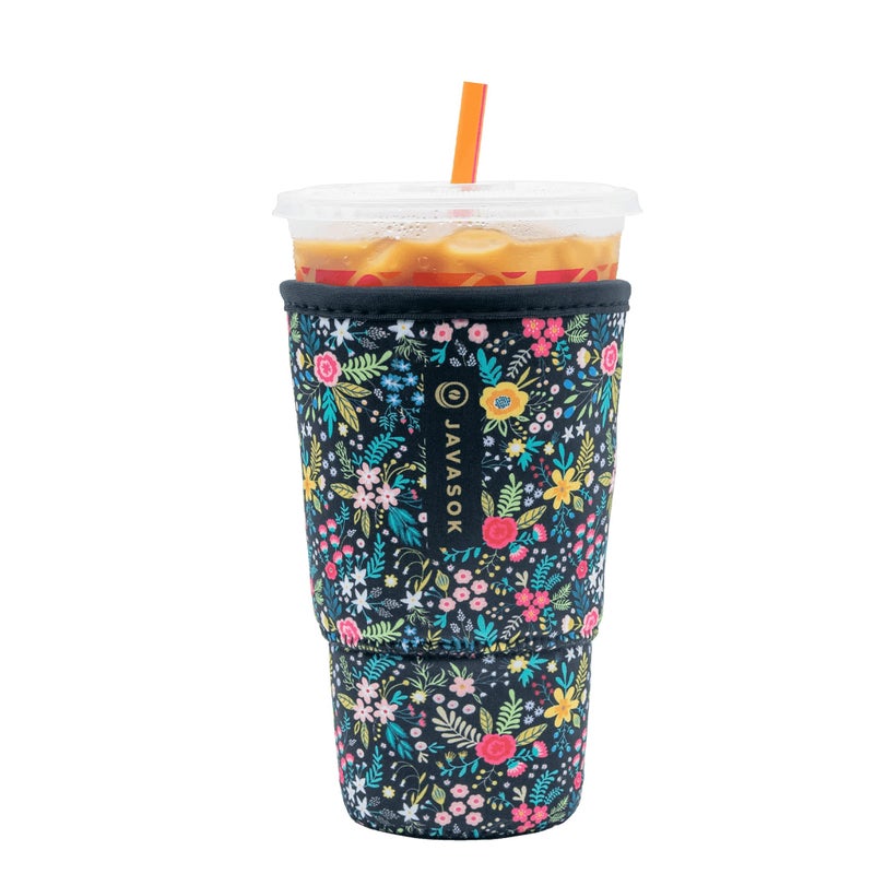Sok It JavaSok Iced Coffee  Cold Soda Insulated Neoprene Cup Sleeve English Garden Picnic Large 3032oz