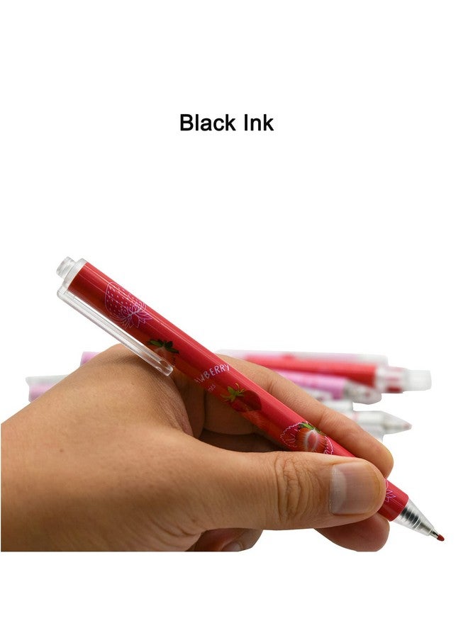 Maydahui 36 PCS Strawberry Gel Pens Cute Fruit Pen Retractable Printing Pen Black Ink for Girls School Party - Image 5