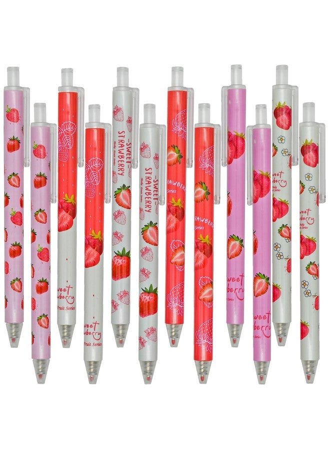 Maydahui 36 PCS Strawberry Gel Pens Cute Fruit Pen Retractable Printing Pen Black Ink for Girls School Party - Image 1