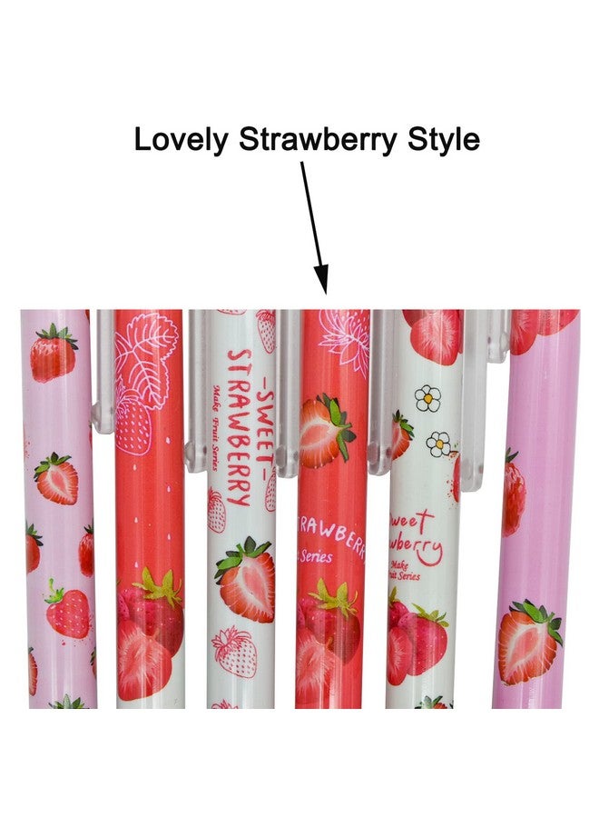Maydahui 36 PCS Strawberry Gel Pens Cute Fruit Pen Retractable Printing Pen Black Ink for Girls School Party - Image 3