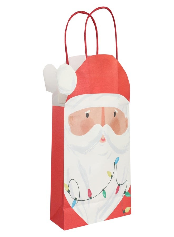 Talking Tables 8 x Santa Shaped Paper Gift Bags for Presents Gifts Christmas Stock Filler Xmas Party Favor Goodie Treat Bag with Handles 11 in × 6 Inch - Image 1
